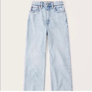 Abercrombie The Crop Wide Leg Ultra High Rise Jean, Light Wash, 0R